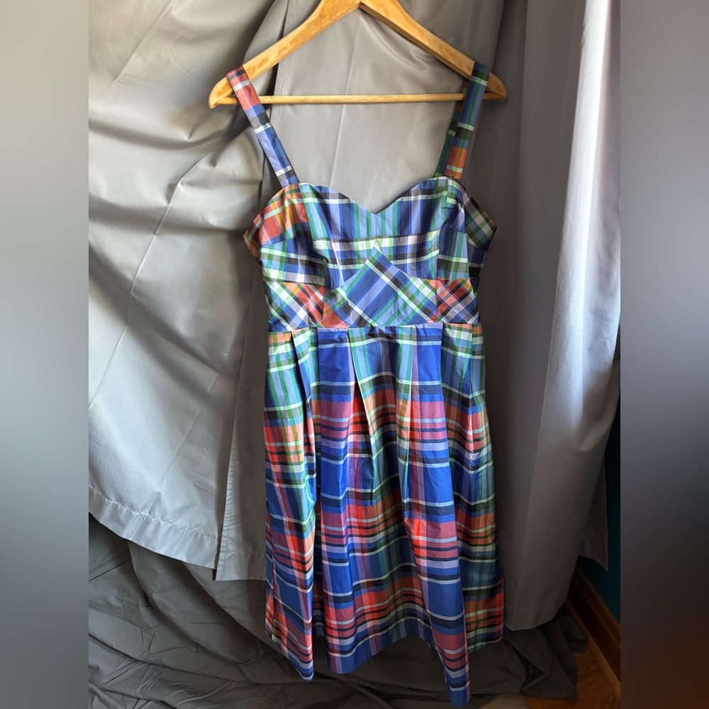 Anthropologie Multicolor Plaid Midi Dress - Blue, Green, Red